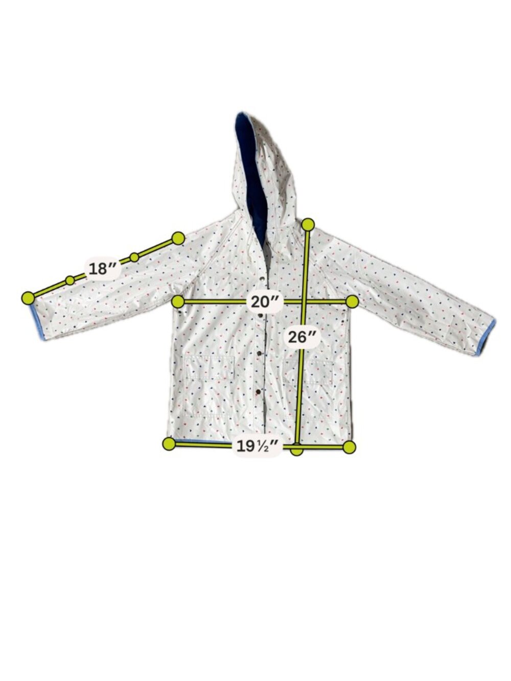 Vintage Girls Reversible Hooded Raincoat Jacket White Heart Blue 80s Size Large - Picture 13 of 13